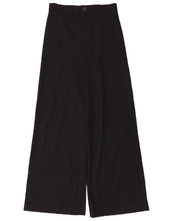 Zara Pantalon décontracté à jambe large pour femme Petit W26 L29 Noir à fines rayures