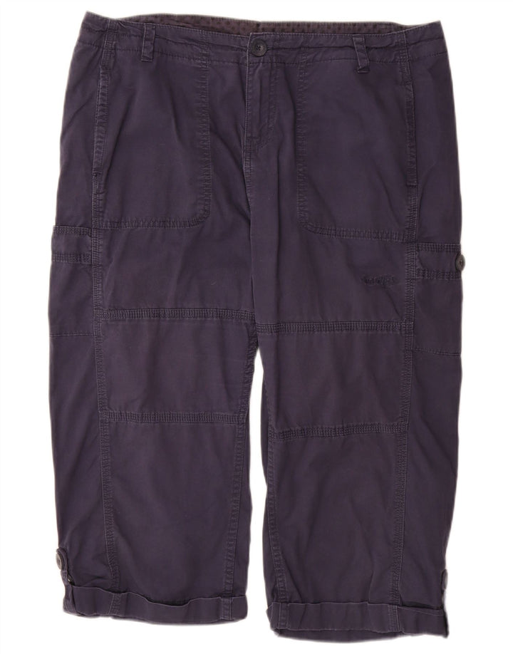 WEIRD FISH Pantalon Capri Femme UK 14 Large W34 Bleu Marine Coton