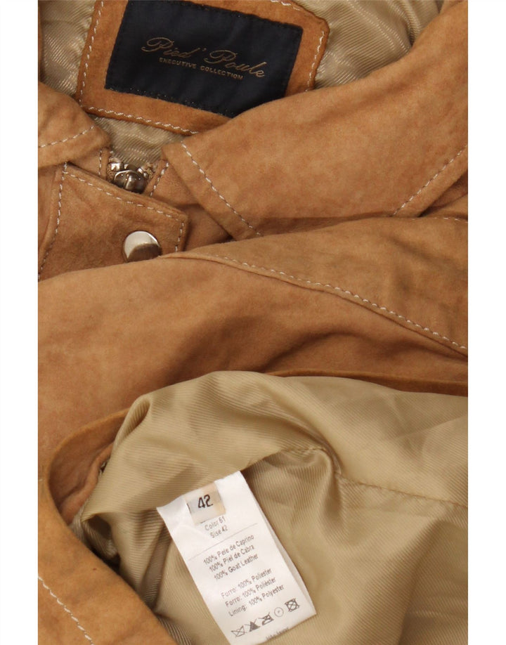 vintage Femme Manches Courtes Militaire Blazer Veste IT 42 Brun Moyen