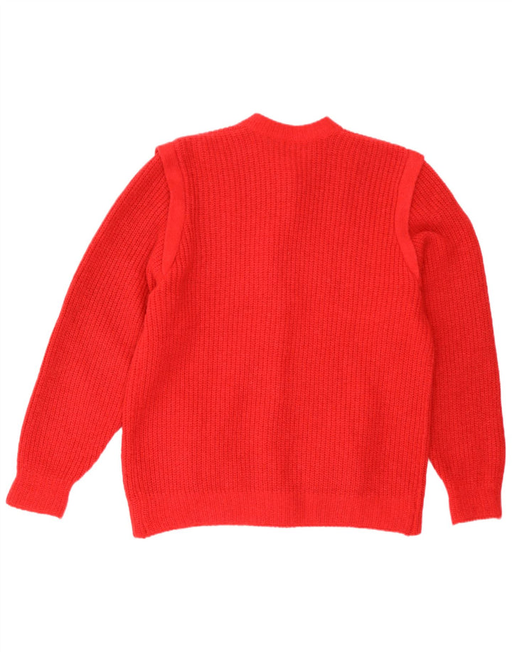vintage Femme Cardigan Pull UK 16 Grand Rouge