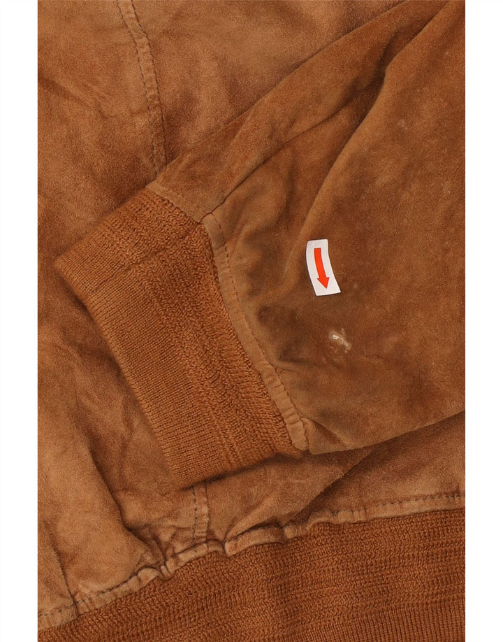 vintage Mens Suede Bomber Jacket UK 40 Grand Brun