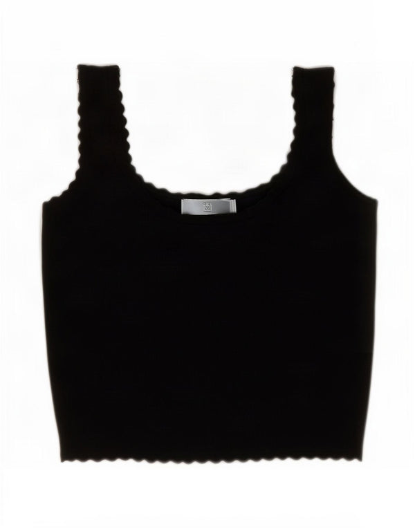 Zara Femmes Crop Cami Top UK 12 Moyen Noir