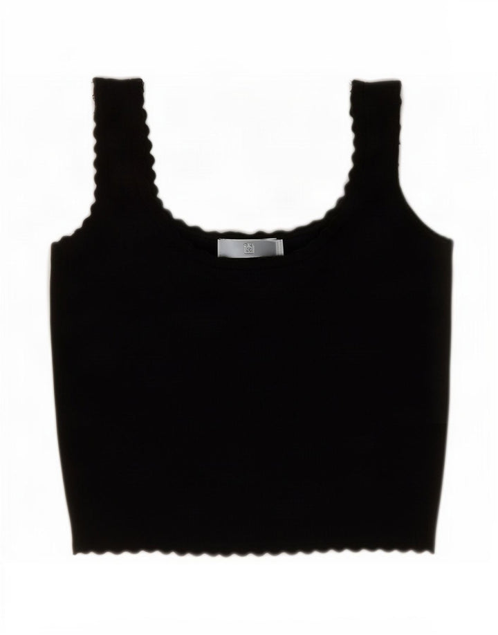 Zara Femmes Crop Cami Top UK 12 Moyen Noir