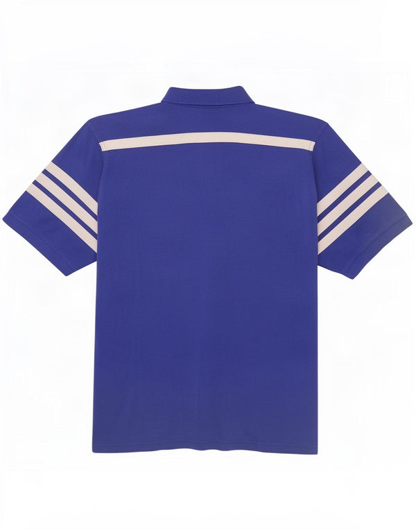 Adidas Polo Homme UK 38/40 Bleu Moyen Colourblock Coton