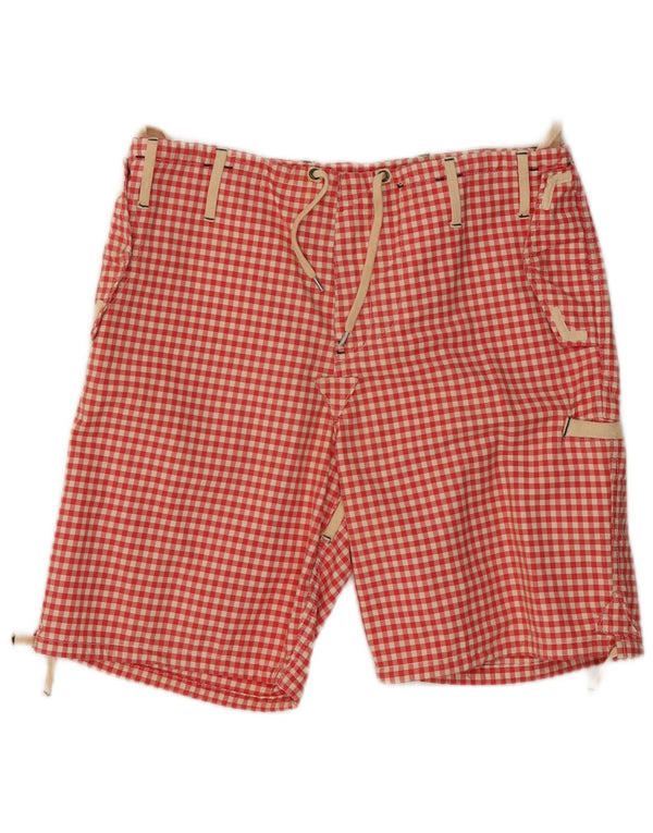 vintage Mens Cargo Shorts W34 Grand Coton Vichy Rouge