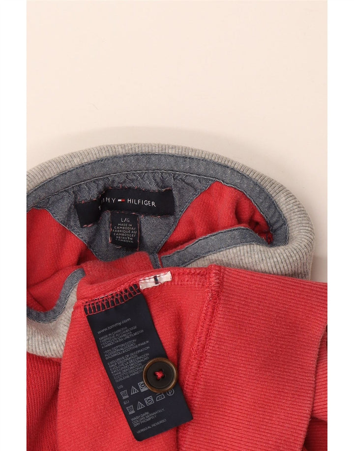 Tommy Hilfiger Sweat-shirt à col boutonné pour homme en coton rouge Large