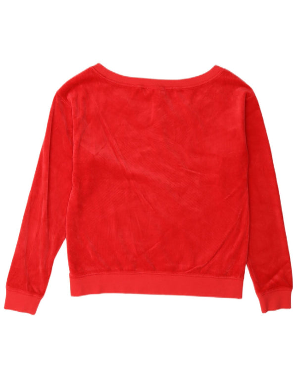 Juicy Couture Sweat-shirt surdimensionné en velours pour femme UK 6 XS Rouge Coton
