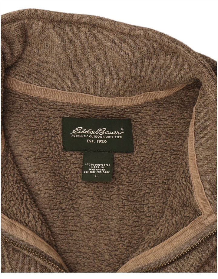 EDDIE BAUER Sweat-shirt à col zippé pour homme Large Marron Polyester