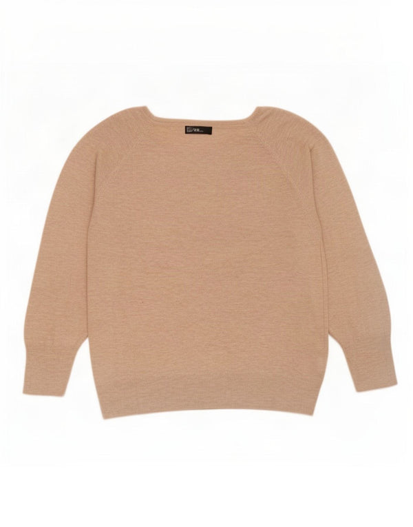 Zara Pull surdimensionné à col bateau pour femme UK 14 Viscose beige moyen