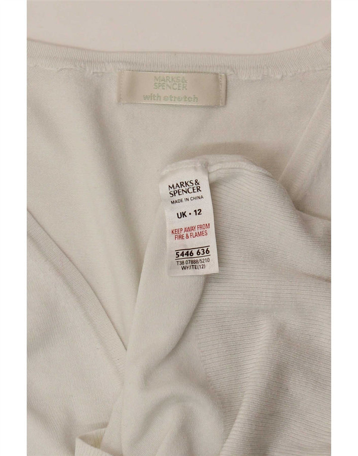 Marks & Spencer Pull cardigan court à manches 3/4 pour femme UK 12 Blanc moyen