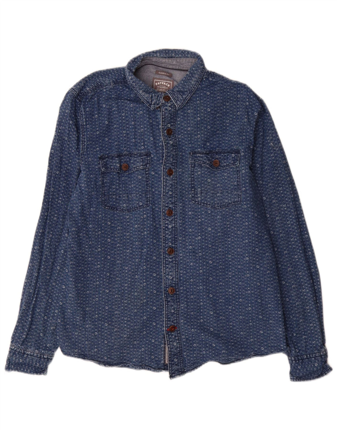 Chemise en Jean Coupe Classique Homme Fat Face Coton Floral Bleu Moyen