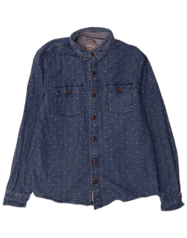 Chemise en Jean Coupe Classique Homme Fat Face Coton Floral Bleu Moyen