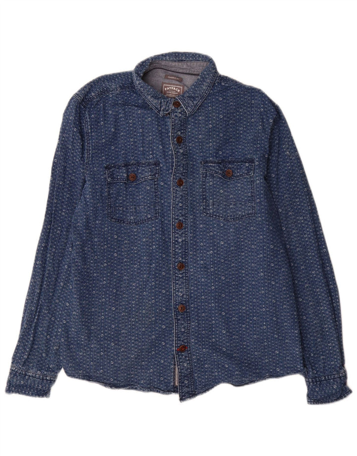 Chemise en Jean Coupe Classique Homme Fat Face Coton Floral Bleu Moyen