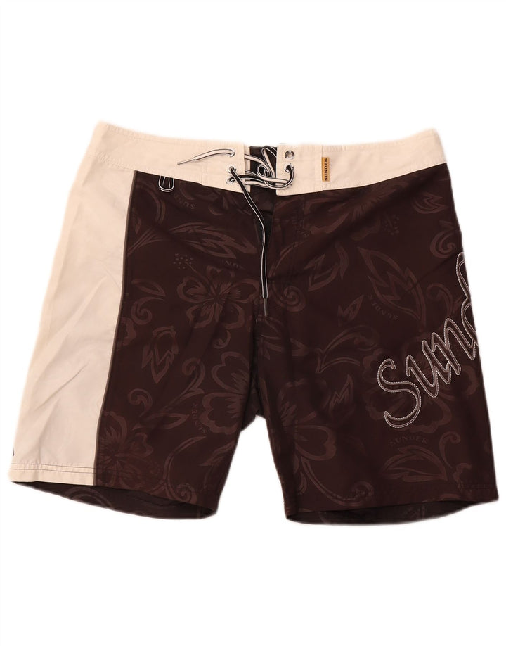 Sundek Short de bain graphique pour homme en polyester floral marron moyen