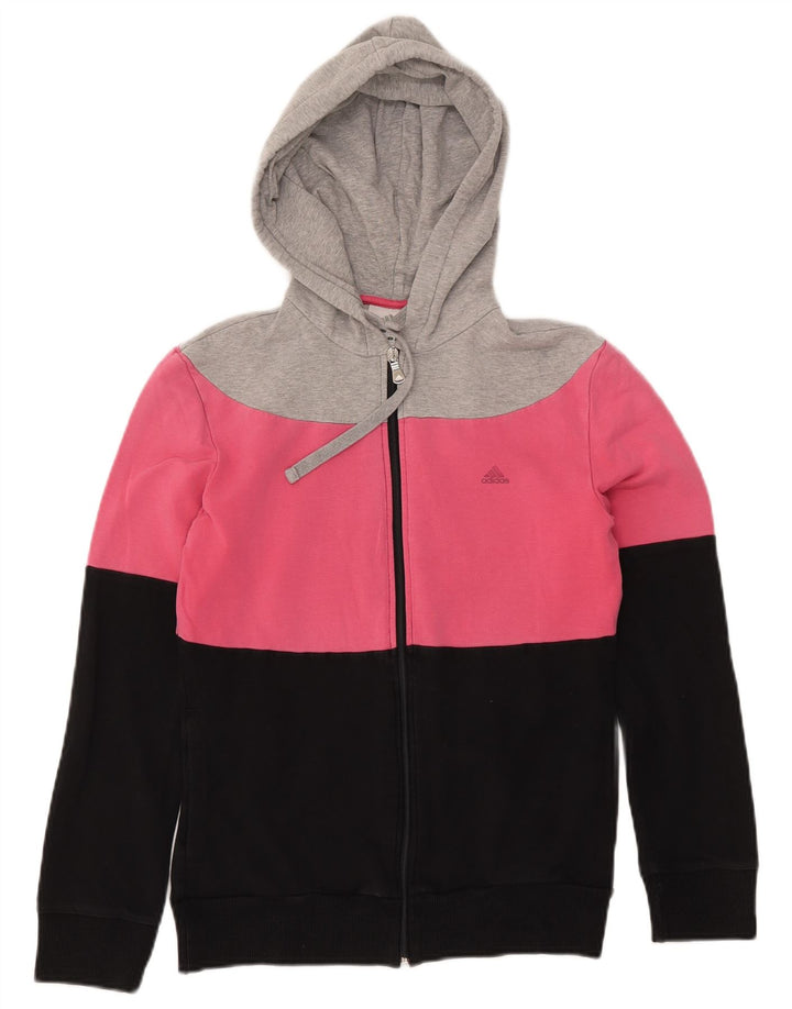 ADIDAS Pull à capuche zippé pour femme UK 12 Medium Multicolore Colourblock