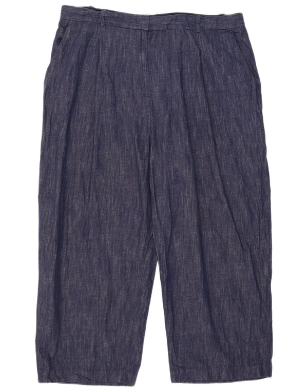 Marks & Spencer Pantalon court pour femme UK 22 3XL W41 L25 Bleu marine