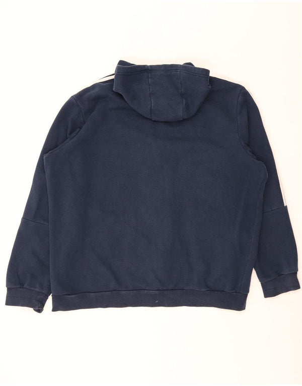Adidas Pull à capuche zippé pour homme 2XL en coton bleu marine