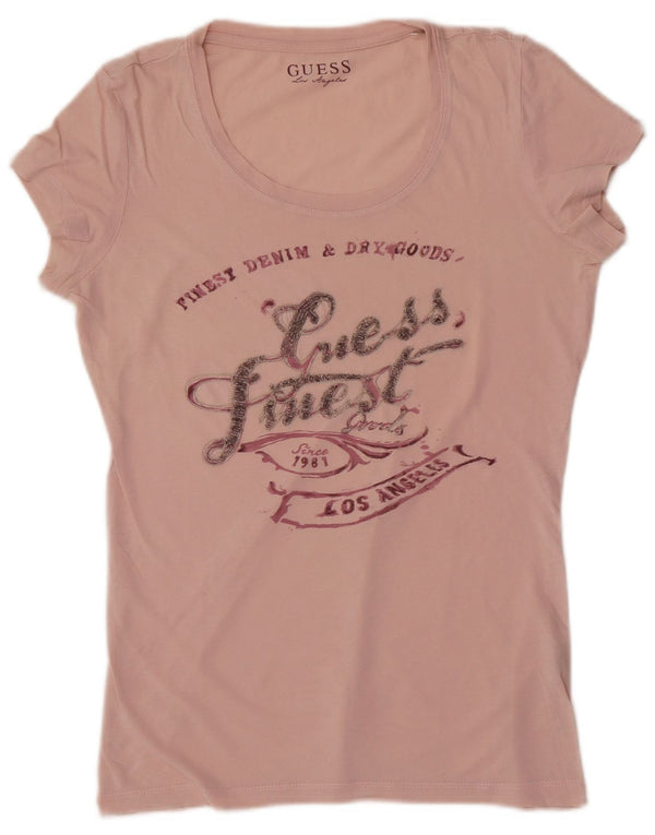 Guess T-shirt graphique pour femme UK 12 Rose moyen