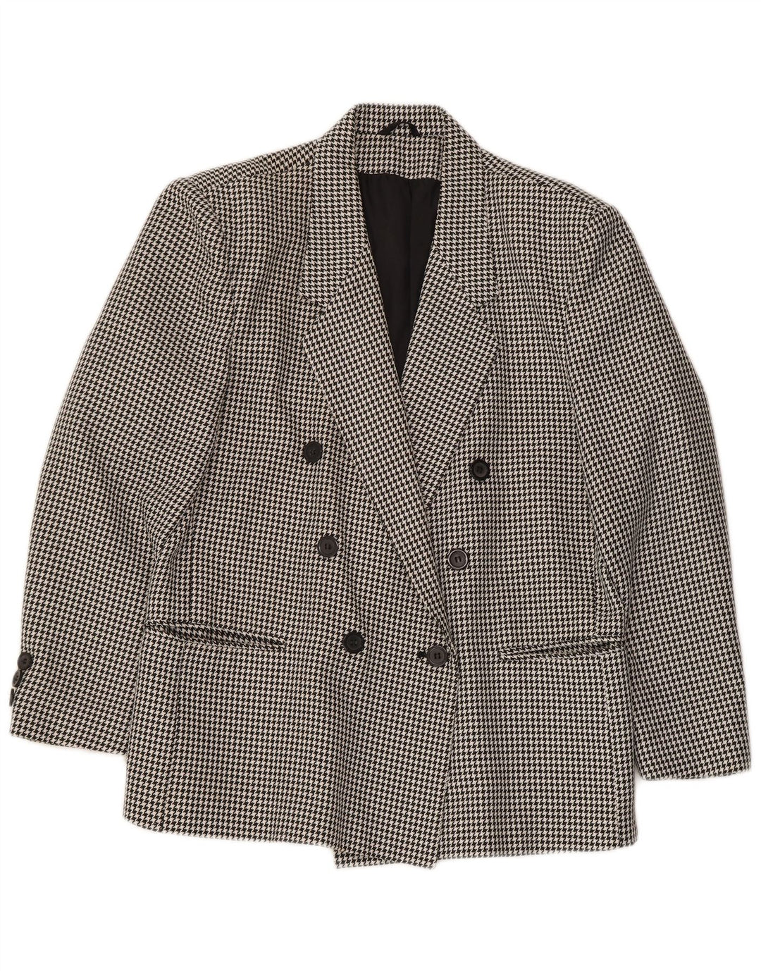 CLASSIC Veste blazer double boutonnage pour femme UK 14 Grand pied-de-poule noir