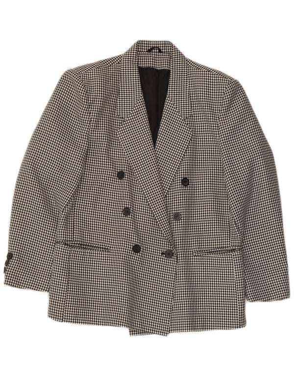 CLASSIC Veste blazer double boutonnage pour femme UK 14 Grand pied-de-poule noir