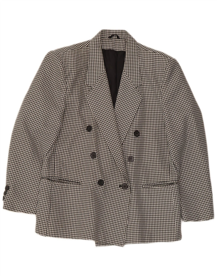 CLASSIC Veste blazer double boutonnage pour femme UK 14 Grand pied-de-poule noir