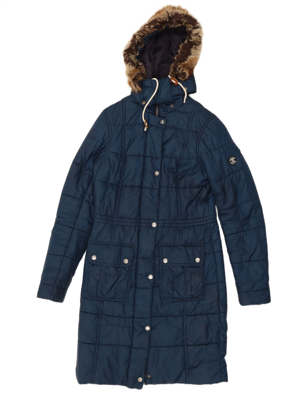 Barbour Manteau rembourré à capuche pour femme UK 8 Small Bleu marine Polyester