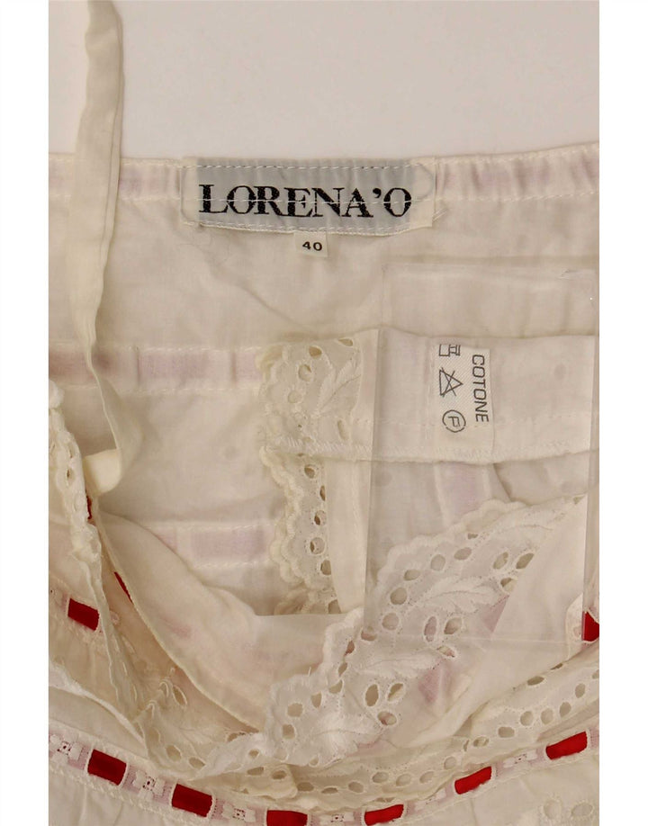 Lorena'O Femmes Crop Cami Top IT 40 Petit Blanc Rayé Coton
