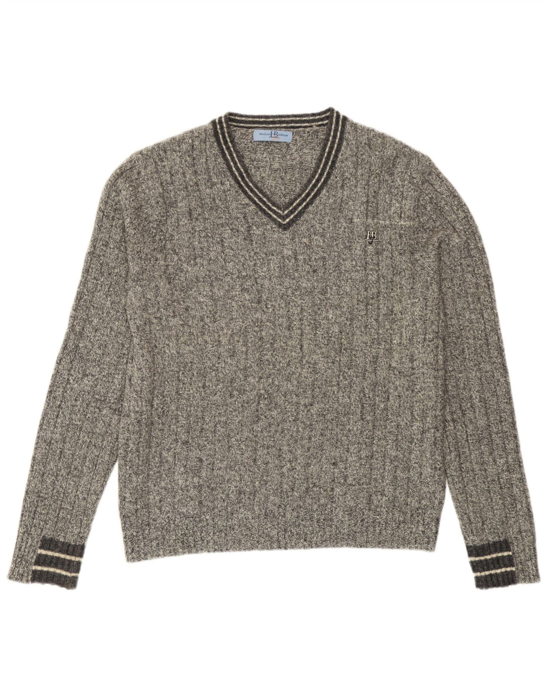 Harmont & Blaine Pull col V pour homme en laine d'agneau mouchetée Gris petit