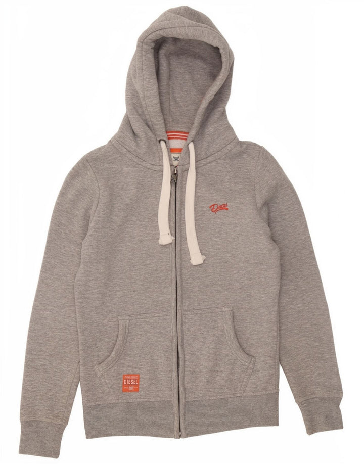 Diesel Pull à capuche zippé pour femme UK 4 XS Gris Polyester