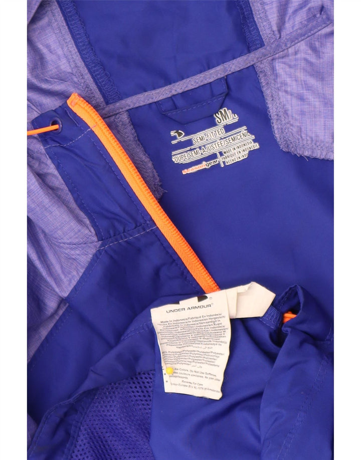 Under Armour Veste de pluie à capuche pour femme UK 10 Small Bleu Colorblock