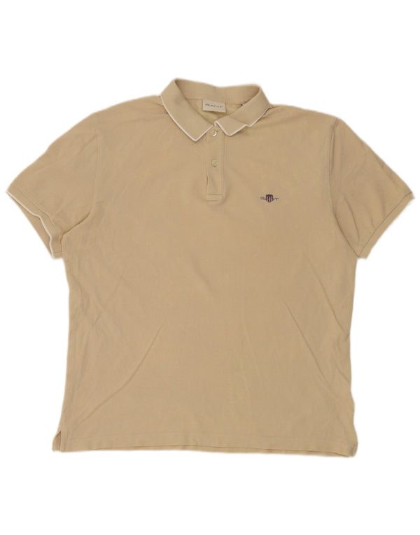 GANT Mens Polo Shirt Large Beige Cotton