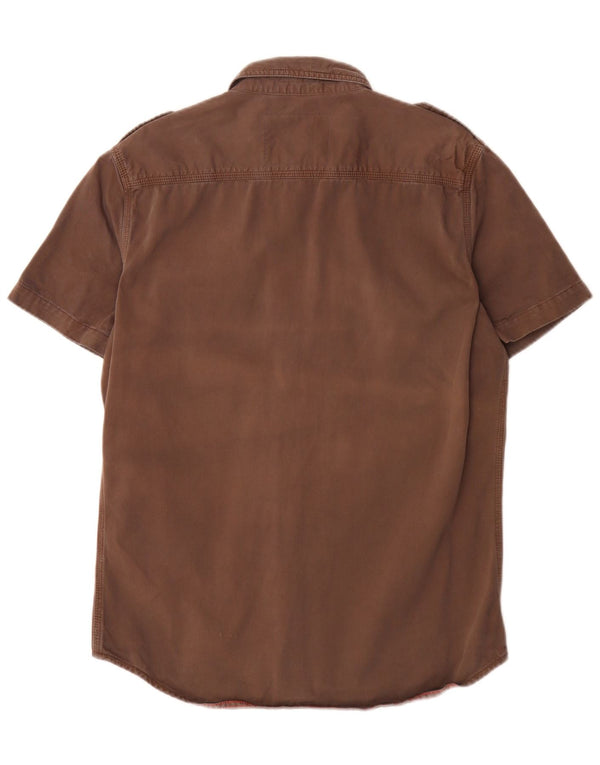 Superdry Chemise Militaire à Manches Courtes Homme Large Marron Cotton Army
