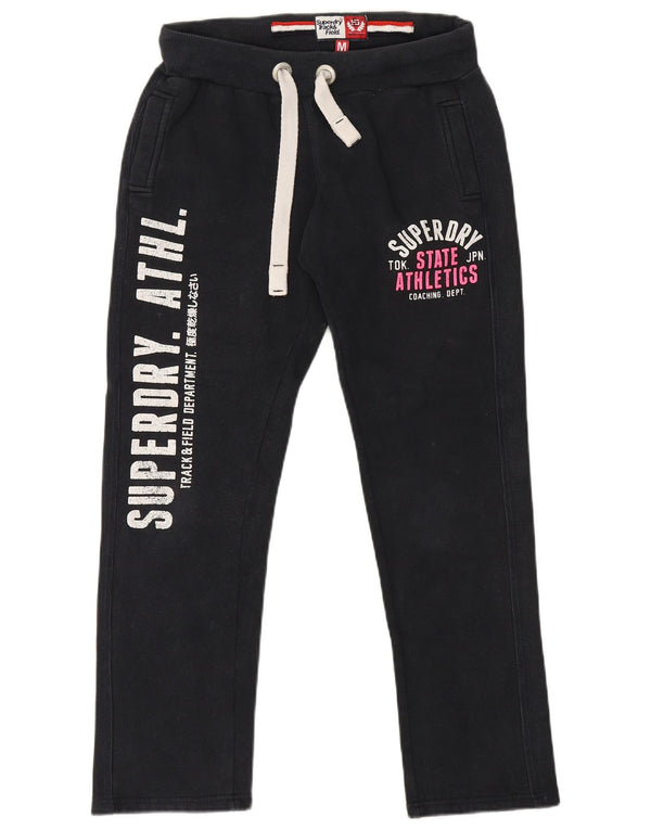 Superdry Pantalon De Survêtement Graphique Femme UK 14 Coton Noir Moyen