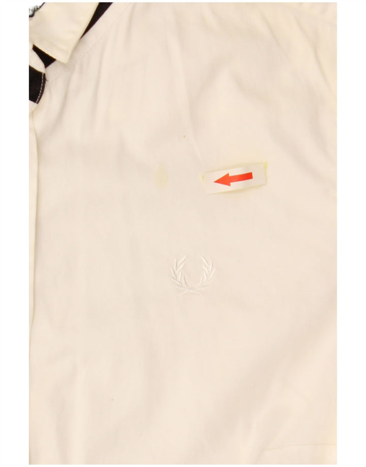 FRED PERRY Chemise Femme UK 12 Medium Off White Coton