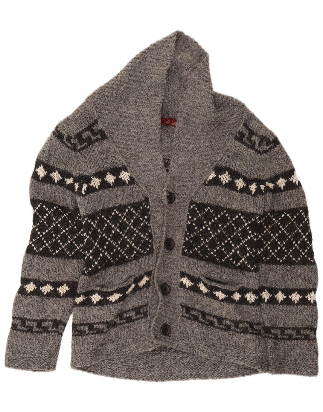 Zara Homme Cardigan Pull Gris Moyen Géométrique