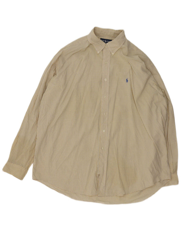 Ralph Lauren Chemise ample Blake pour homme 2XL en coton à carreaux jaune