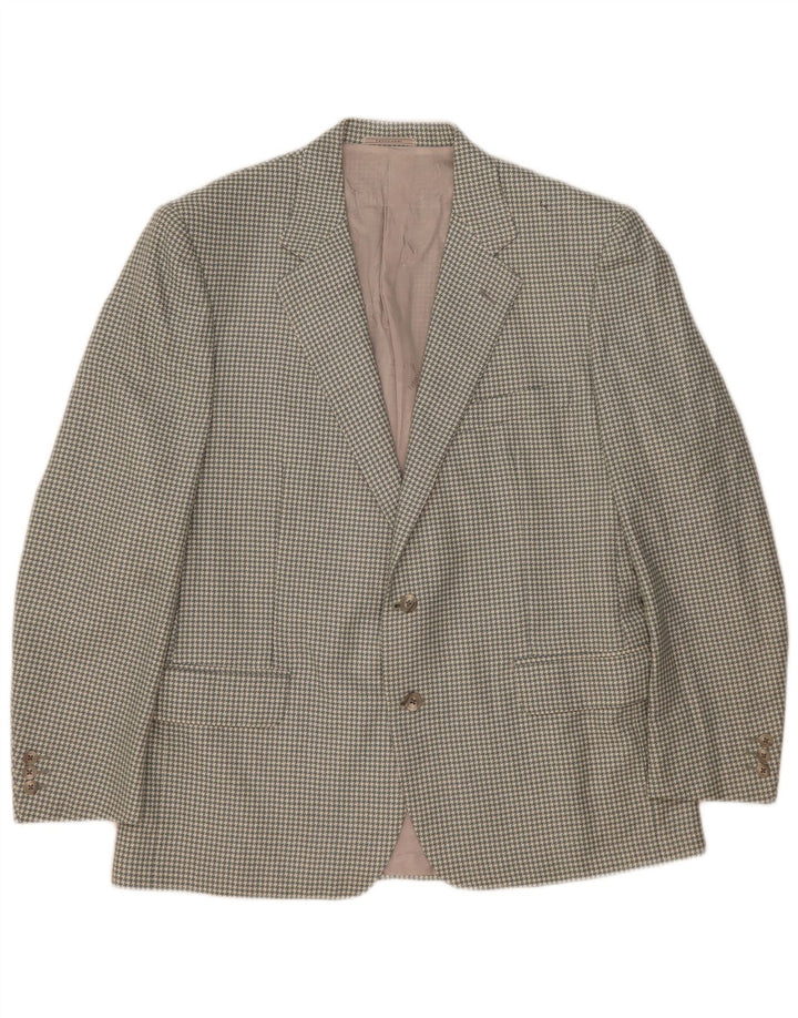 Trussardi Veste Blazer 2 Boutons Homme UK 40 Large Gris Pied-de-Poule Laine