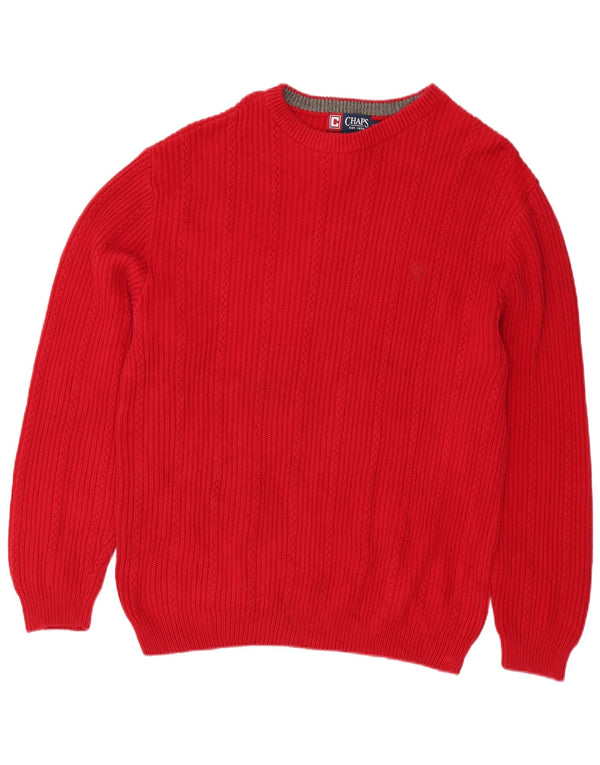 Chaps Pull à col rond pour homme en coton rouge Large