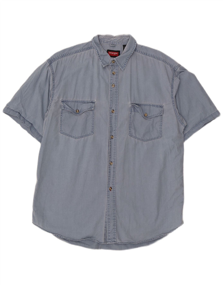 Wrangler Chemise à manches courtes pour homme Grand coton bleu