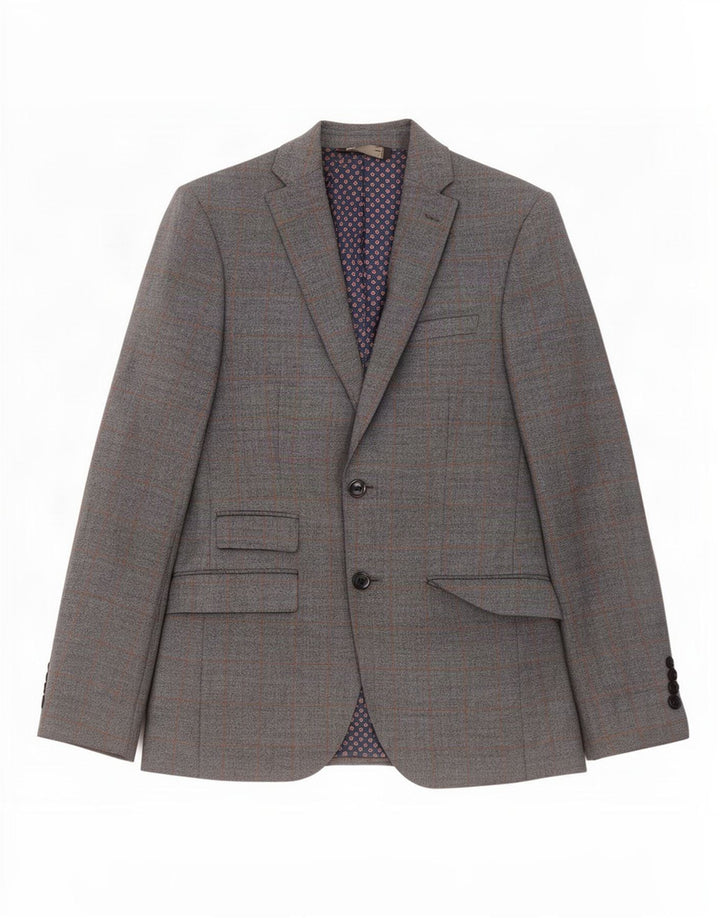 Marks & Spencer Veste blazer coupe slim à 2 boutons pour homme UK 36 Petit carreaux bleus