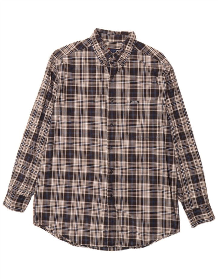 Chaps Ralph Lauren Chemise en flanelle homme gris moyen à carreaux en coton