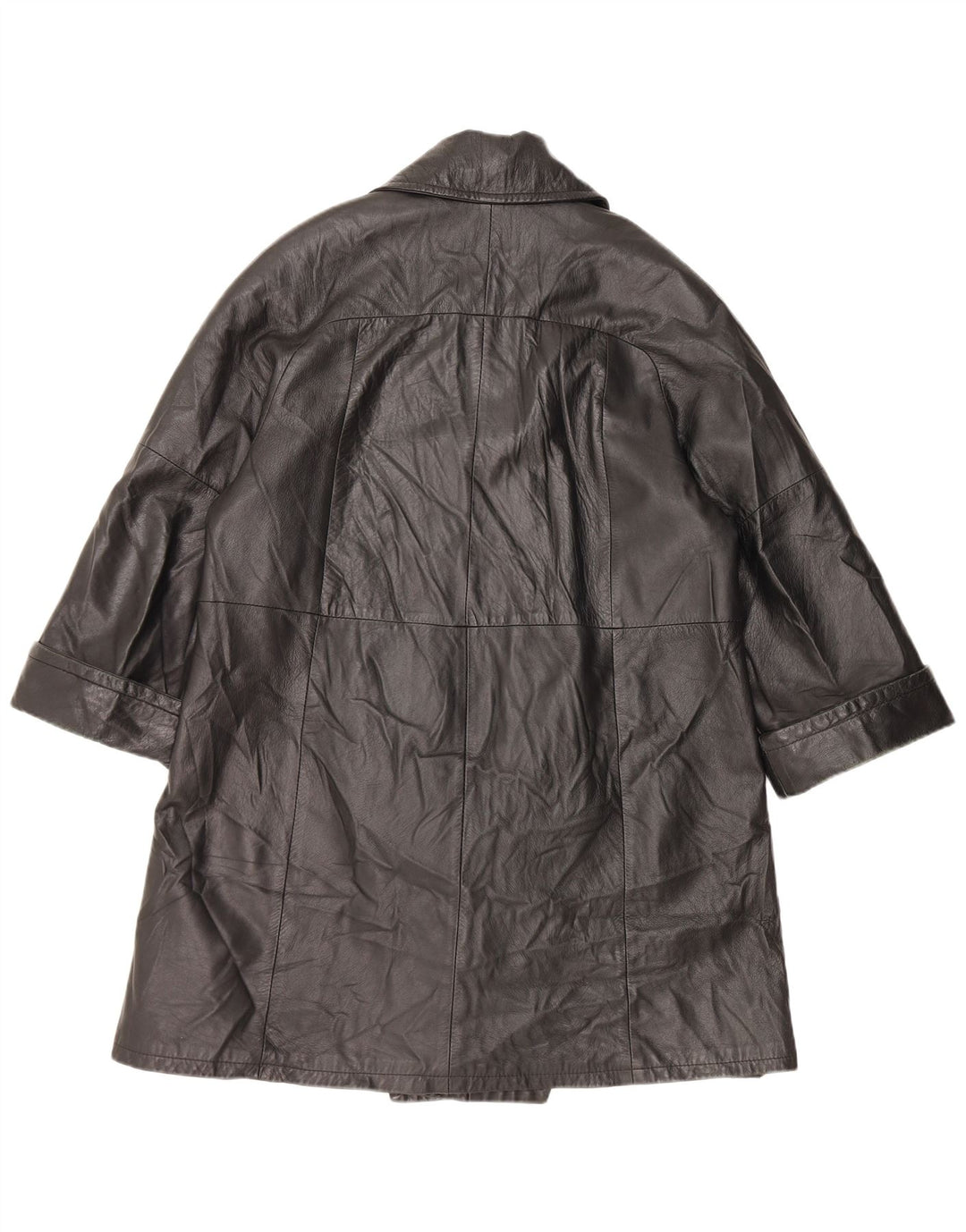 VINTAGE Manteau en Cuir Femme IT 48 XL Noir