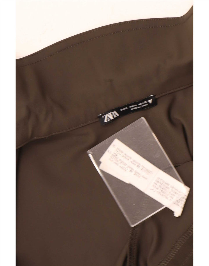 Zara Womens Crop Bomber Jacket UK 10 Petit Marron Polyamide