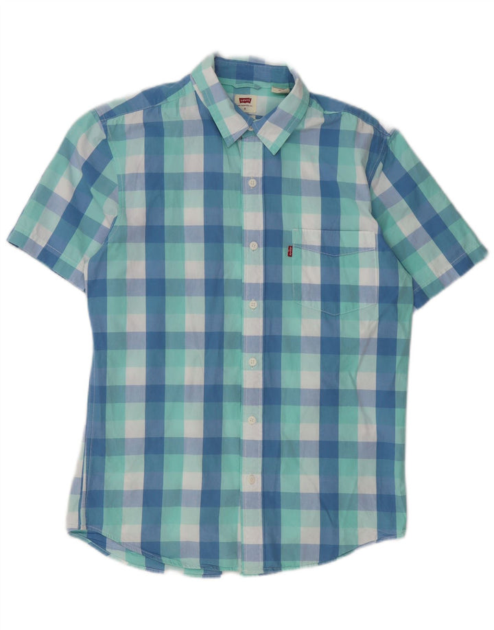 Levi's Chemise à Manches Courtes Standard Homme Bleu Petit Coton Vichy