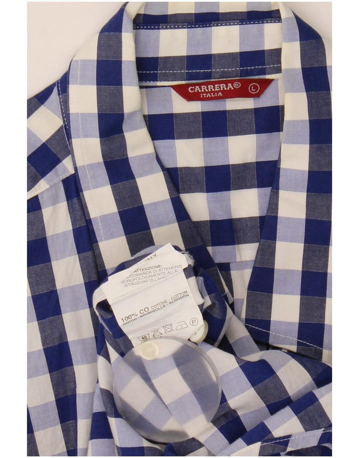 Carrera Chemise à Manches Courtes Homme Grand Bleu Vichy Coton