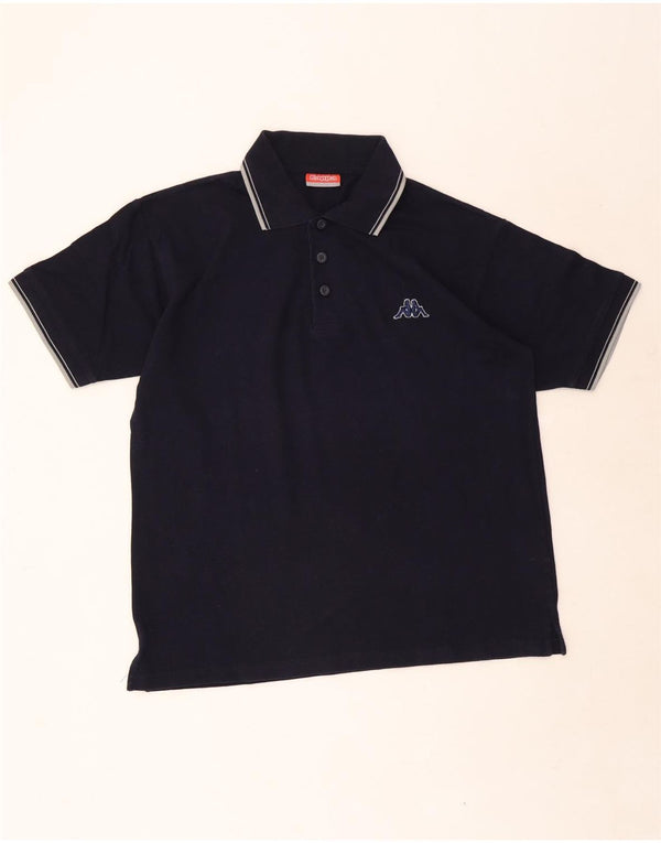 Kappa Polo Homme Large Bleu Marine Rayé Coton