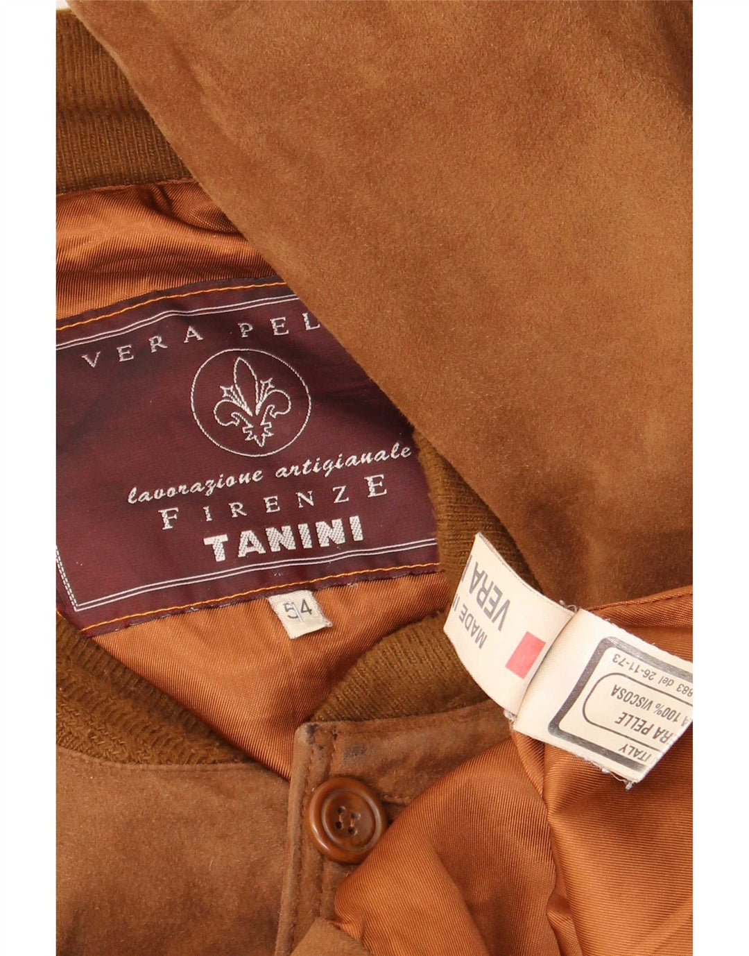 vintage Mens Suede Bomber Jacket IT 54 2XL Cuir Marron