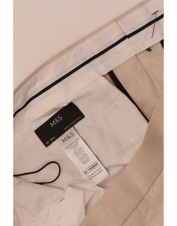 Marks & Spencer Pantalon Chino Fuselé Homme W36 L30 Beige Polyester