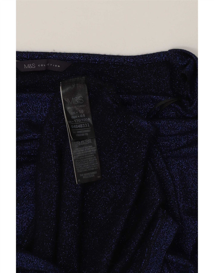 Marks & Spencer Haut long pour femme à manches 3/4 UK 16 Large Bleu Viscose