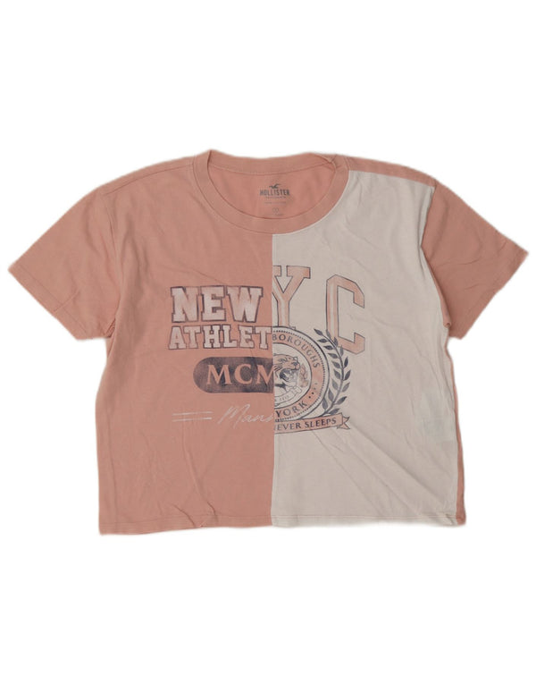 Hollister T-shirt court graphique pour femme UK 10 Small Rose Colourblock